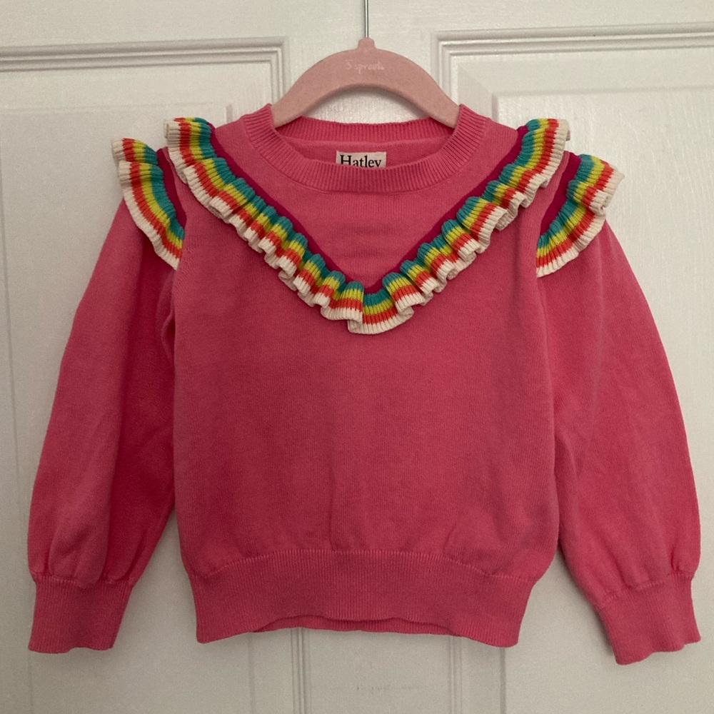 🇨🇦 Hatley 4T rainbow ruffle pink sweatshirt